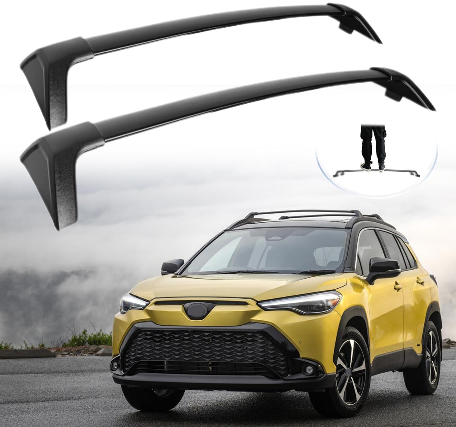 Photo 1 of SNIXWOO 220 LBS Roof Racks for 2022-2025 Toyota Corolla Cross & Hybrid, Work with Factory Side Rails, All Aluminum Cross Rails for Canoe, Kayak, and Bike