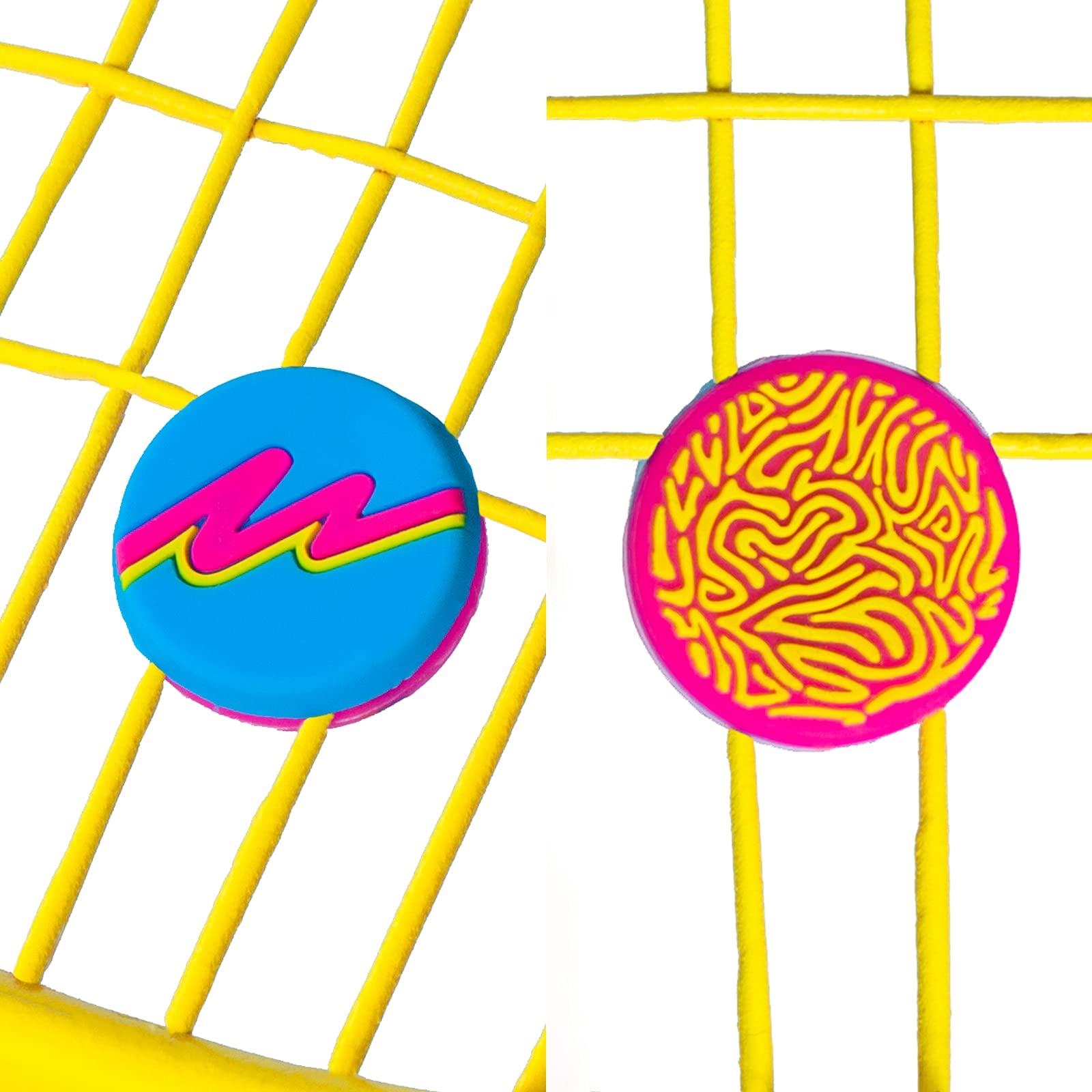 GET A GRIP Tennis Dampeners – Vibration Dampener for Tennis Rackets – Shock Absorbing, Reduce String Vibration & Improve Feel – Fun, Retro Designs – Tennis Accessories Gift (Soaking Up Vibes)