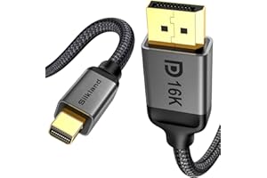 Silkland 16K Mini DisplayPort to DisplayPort 2.1 Cable, [16K@60Hz, 8K@120Hz, 4K@144Hz] HDR, DSC1.2a, G-Sync FreeSync, Mini DP