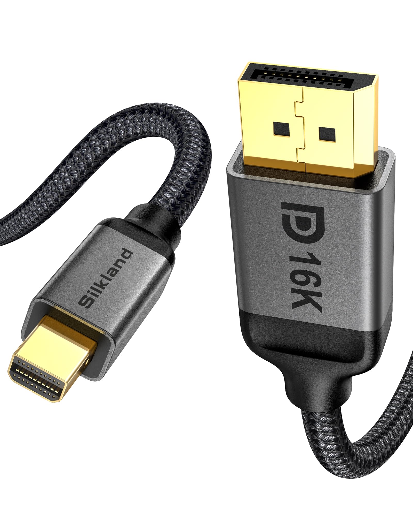 Photo 1 of Silkland 16K Mini DisplayPort to DisplayPort 2.1 Cable, [16K@60Hz, 8K@120Hz, 4K@240Hz] 80Gbps Bi-Directional, HDR, G-Sync, Mini DP [Thunderbolt 2] for Gaming Laptop, MacBook, Monitor,6.6FT