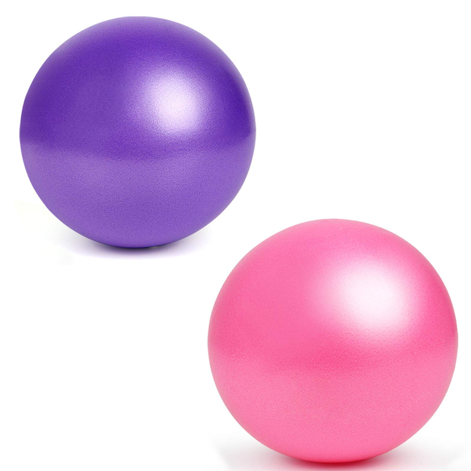 YMWALK Pilates Ball, 2 PCS 25cm Small Exercise Ball, Mini Soft Pilates Ball Antiskid Anti Burst Gym Fitness Ball Perfect for Pilates,Yoga, Core Training and Physical Therapy(Purple and Pink)