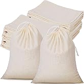 Tatuo 50 Pieces Muslin Bags Cotton Drawstring Bags Sachet Bag for Home Supplies (8 x 10 Inches)