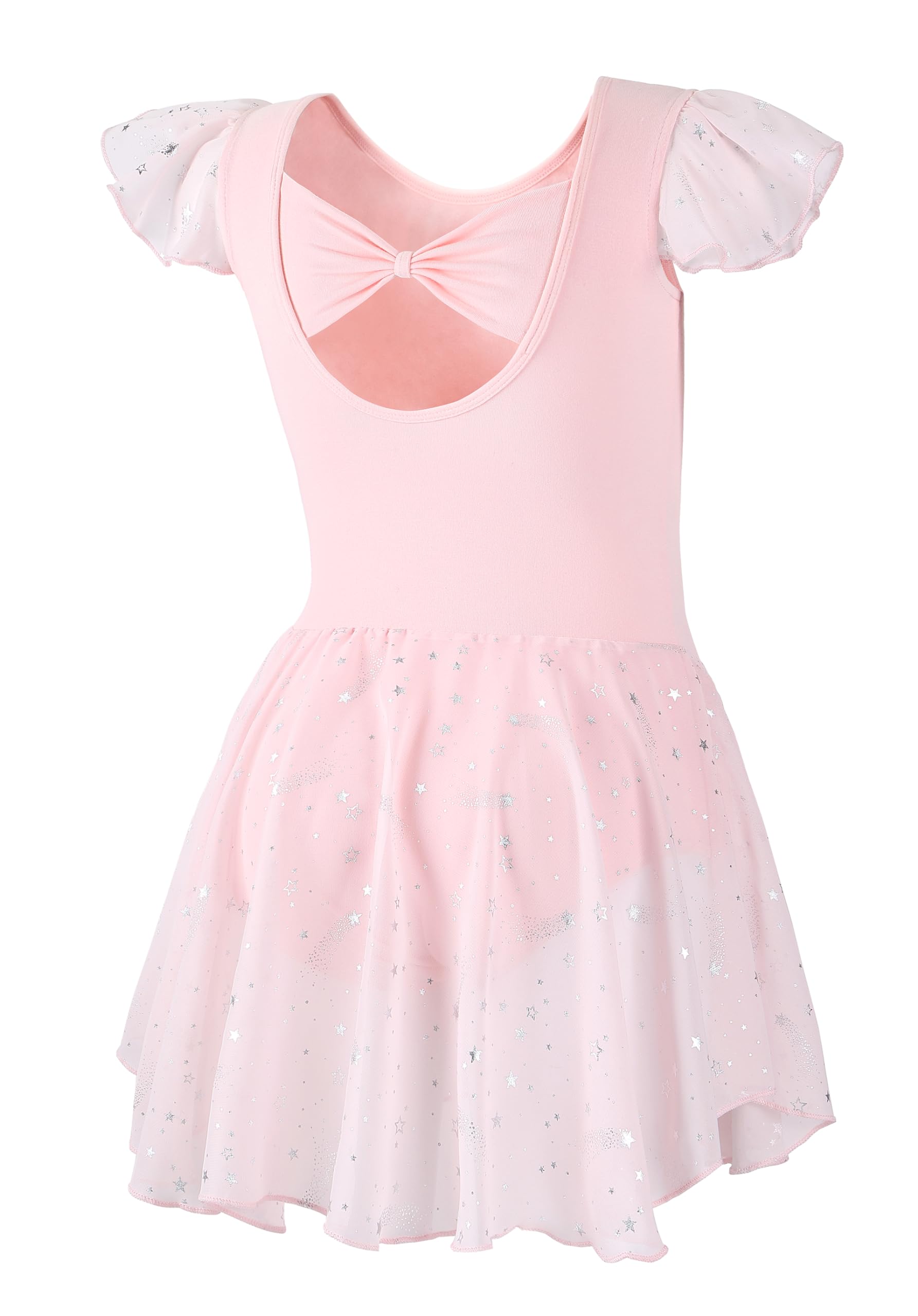 DIPUG Girls Ballet Leotards Toddler Shiny Dance Leotard Dresses with Ruffle Sleeve