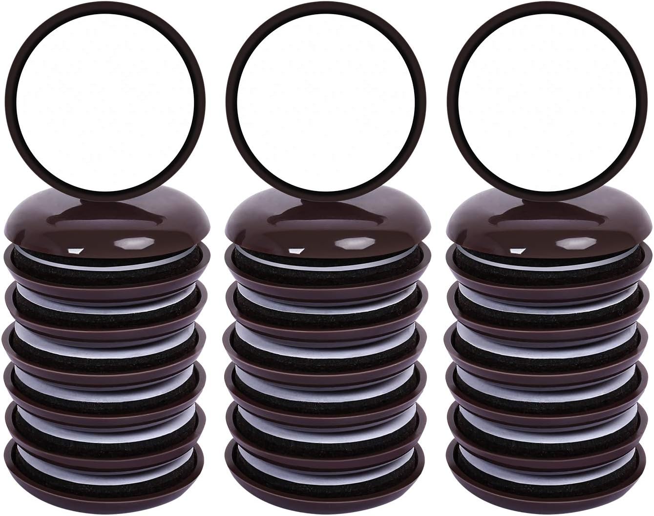 Ezprotekt Round Brown 24 Value Pack Self-Stick Furniture Sliders 1-3/4" Furniture Moving Pads Heavy Duty Adhesive Furniture Movers for Carpet