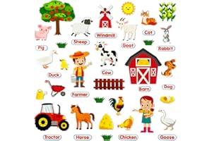 PENGFULL Felt Flannel Board Story Pieces for Toddlers Preschool, Kids Interactive Storytelling Teaching Play Kits with Words Felt Pieces (New Farm)