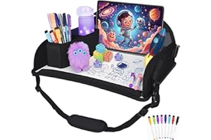 DxTing Kids Travel Tray for Car Airplane, Car Seat Tray for Kids Travel, Toddler Carseat Lap Table, Road Trip Essentials, Lap