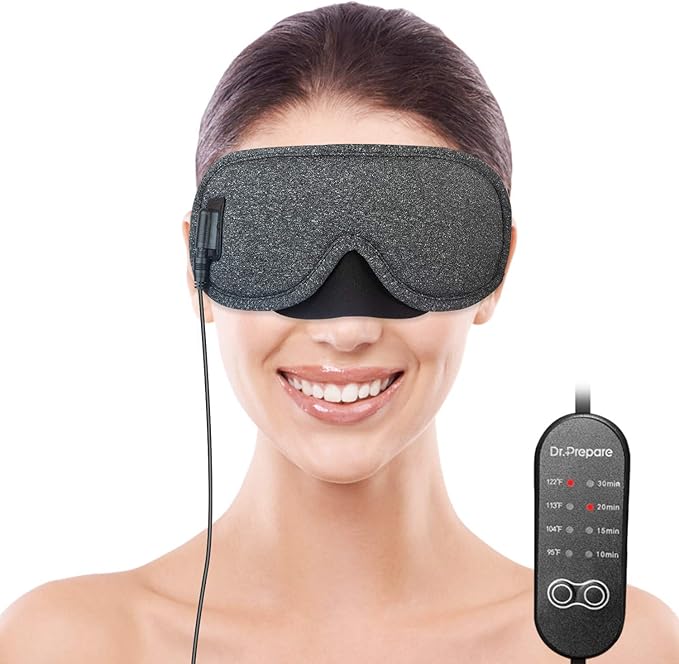 DR.PREPARE Heated Eye Mask, Electric USB Cotton Eye Compress Heating