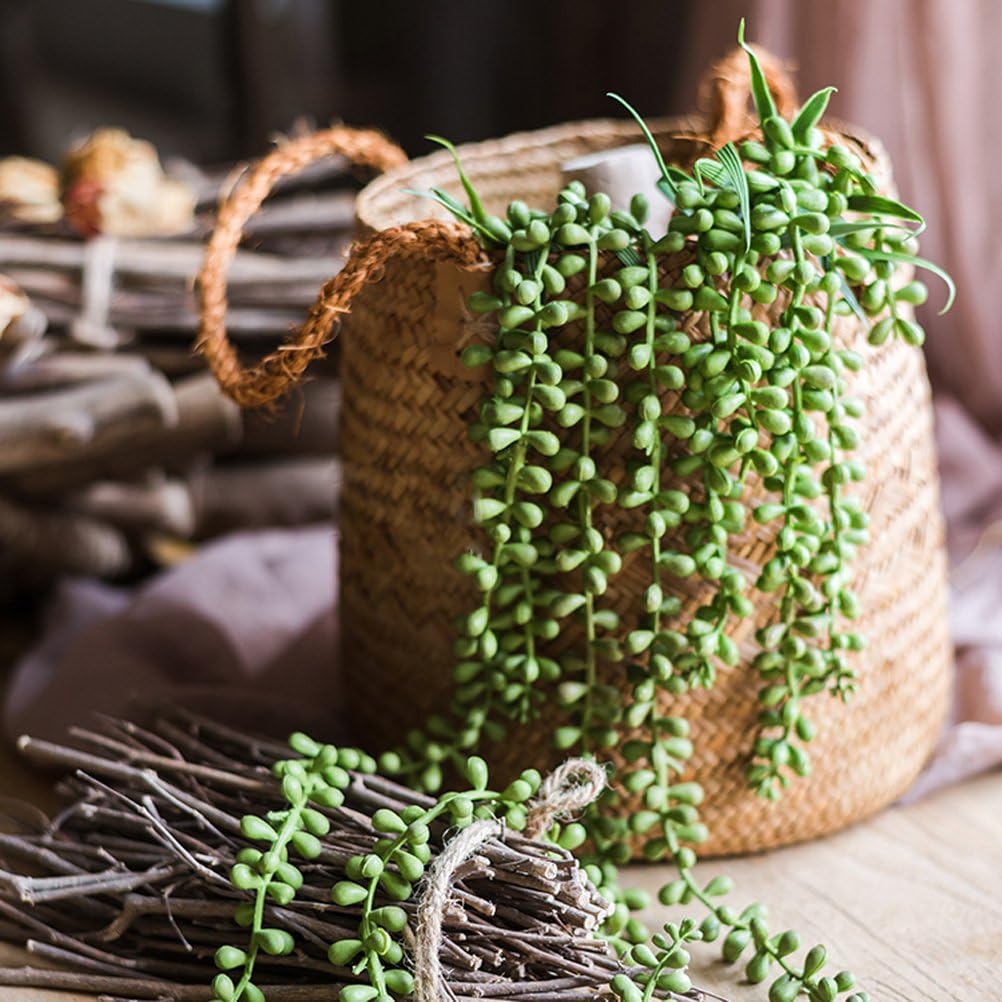 4pcs Artificial Succulent Plants Artificial Hanging Plants String of Pearls Plant Lover's Tears Succulent Branch for Home Kitchen Garden Wedding Decor
