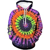 RASBCTK Psychedelic Tie-Dye Hoodie Unisex Pullover Sweatshirt with Vibrant Spiral Design