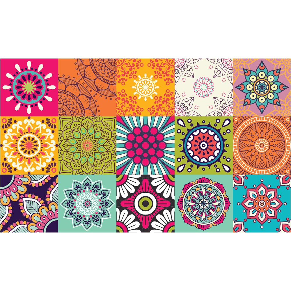 Ambiance Sticker Carpet Tiles Azteka, Vinyl Floor Mat, Multicoloured, 60 x 100 x 280 cm, Kitchen Rug, Waterproof, Fireproof, Non-slip, Indoor and Outdoor Mat