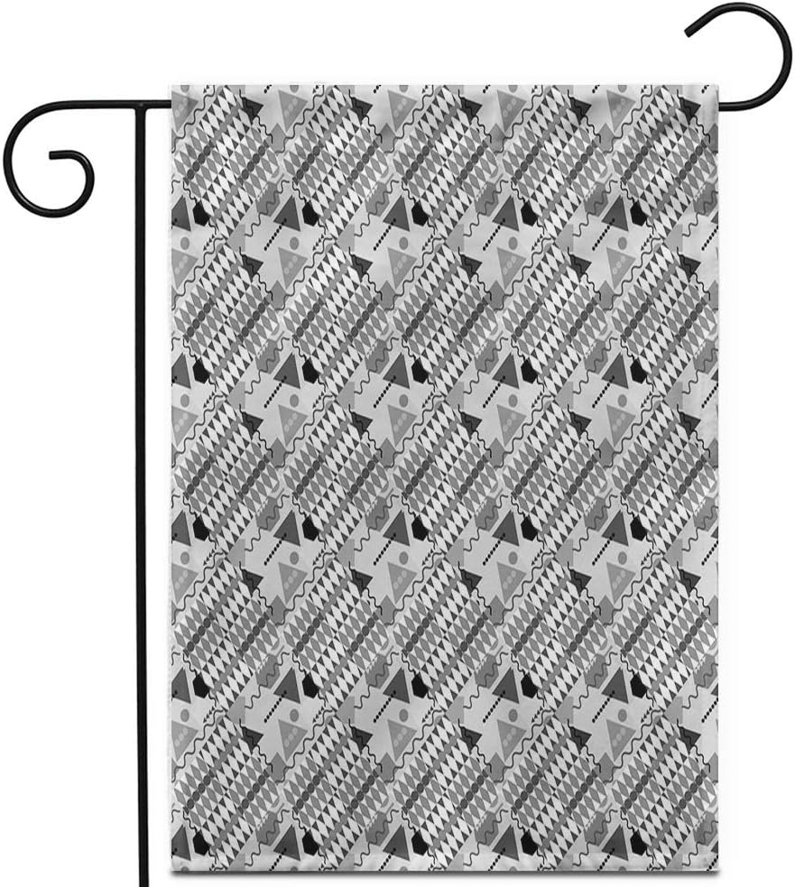 Awowee 28"x40" Garden Flag Abstract Geometry Surfaces Lines and Points in Black White Outdoor Home Decor Double Sided Yard Flags Banner for Patio Lawn