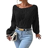ZAFUL Women's Cropped Knit Sweater Boat Neck Long Sleeve Pullover Jumper Top
