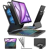typecase Edge+ Keyboard Case for iPad Air 13" (M3/M2, 2025/2024) & iPad Pro 12.9" (3/4/5/6th Gen), Ultra-Slim Detachable Case, Portrait & Typing Modes, 11-Color Backlight, Magnetic Stand, Black
