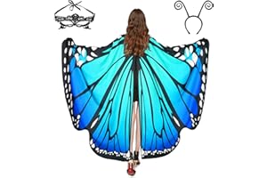 Sunlisky Halloween Costumes Women Adult Butterfly Costume Wings Cape with Lace Mask and butterfly Headband