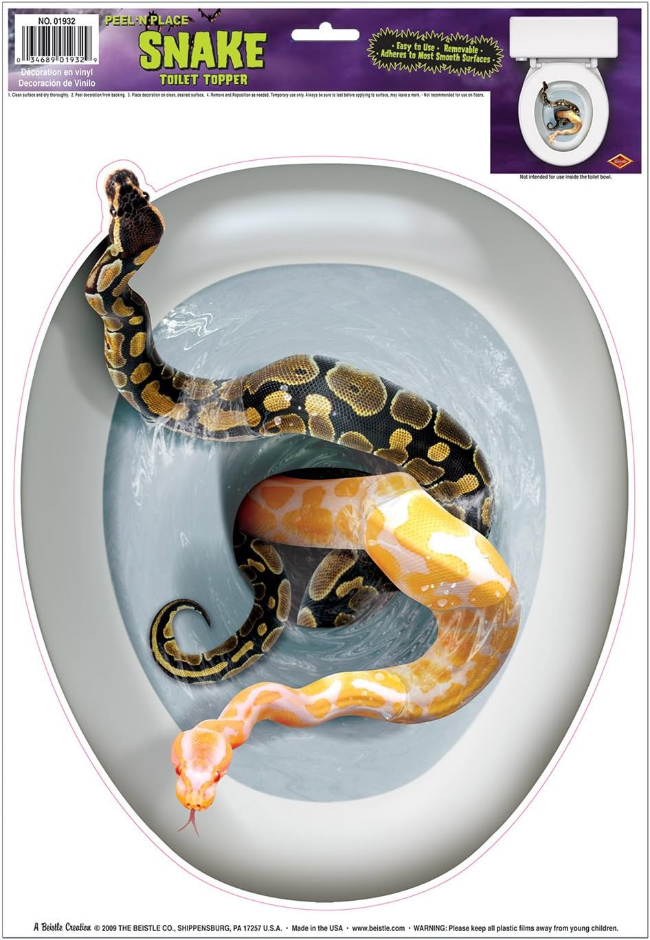Beistle 01932 Sheet Snake Toilet Topper Peel 'N Place