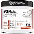 pureSCRUBS Premium Citrus Body Scrub Set - Large 16oz Dead Sea Salt Body Scrub With Infused Essential Oils & Nutrients, Includes Wooden Spoon, Loofah & Oatmeal Exfoliating Bar Soap