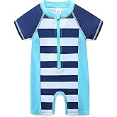 Cute Baby Boy Swimsuit Short Sleeved One Piece Bathing Suit Summer Infant Rashguard Surfing Suit