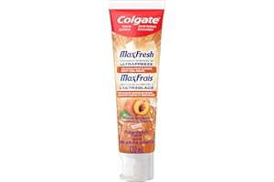 Colgate MaxFresh Anticavity Fluoride Toothpaste with Breath Strips, Polar Peach, Fresh Breath Toothpaste, Helps Fight Cavitie