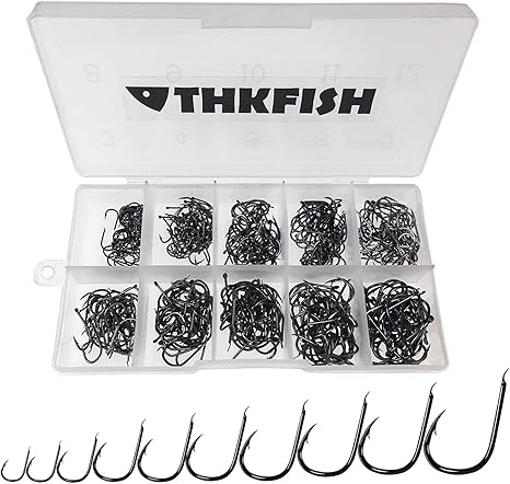 THKFISH no ojo anzuelos de pesca, 500 piezas # 3- # 12 de agua dulce agua salada no