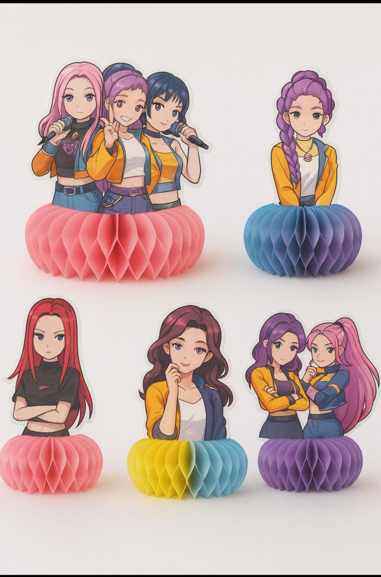 Photo 1 of 8Pcs Demon Movie Hunters Honeycomb Table Centerpiece,Demon Movie Hunters Birthday Party Supplies Table Decorations for Kids Party Decorations