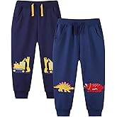 IjnUhb Boys Sweatpants，Toddlers Cotton Pull On Jogger Pants, Kids Elastic Waist Stretch Pants, 2-Pack