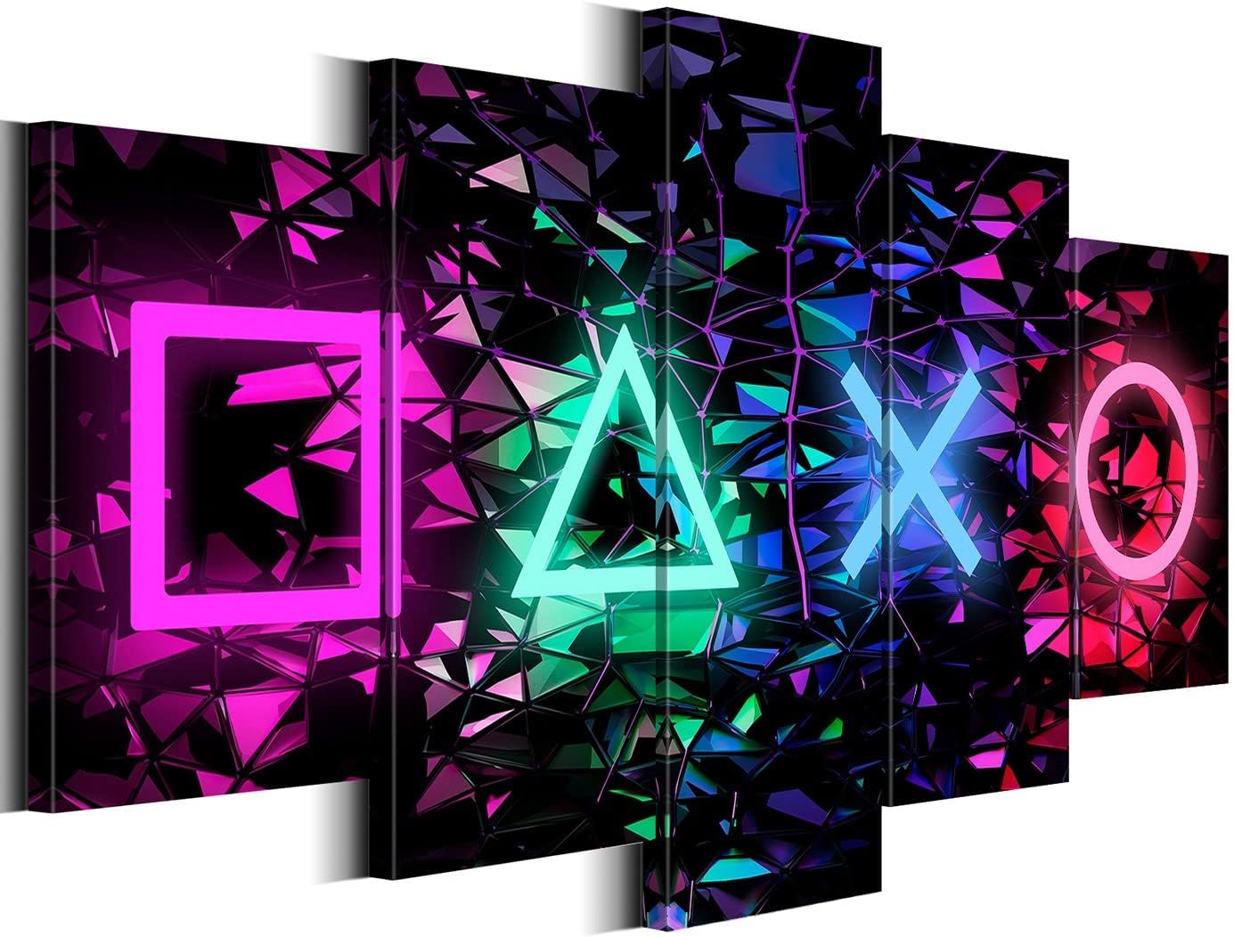 Wall Décor - Biufo Gamer Symbol Canvas Wall Art Paintings Gaming Wall Decor Print Picture Artwork for Kids Boys Game Room Playroom Bedroom Decor (Small)