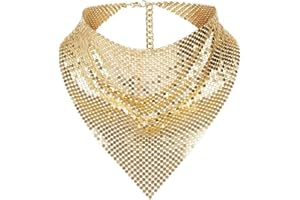 Shimmering Bandanas Scarf for Party Punk Metallic Neck Scarf for Women Fashion Neck Tie Club Party Costume Neckwear