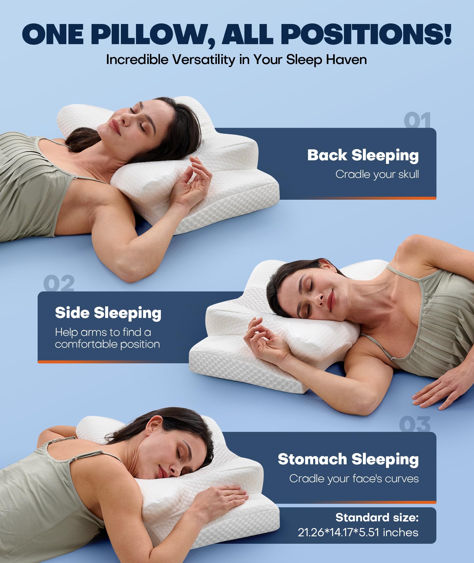 Sleep Doctor Approved Cervical Neck Pillow for Sleeping, Ergonomic Contour Side Sleeper Pillows for Adults, Cooling Orthopedic Pillow for Pain Relief Support, Memory Foam Pillows Back Stomach Sleepers