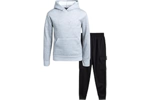 Quad Seven Boys' Fleece Jogger Set - 2 Piece Basic Solid Pullover Hoodie and Cargo Pocket Sweatpants (Size: 8-18)