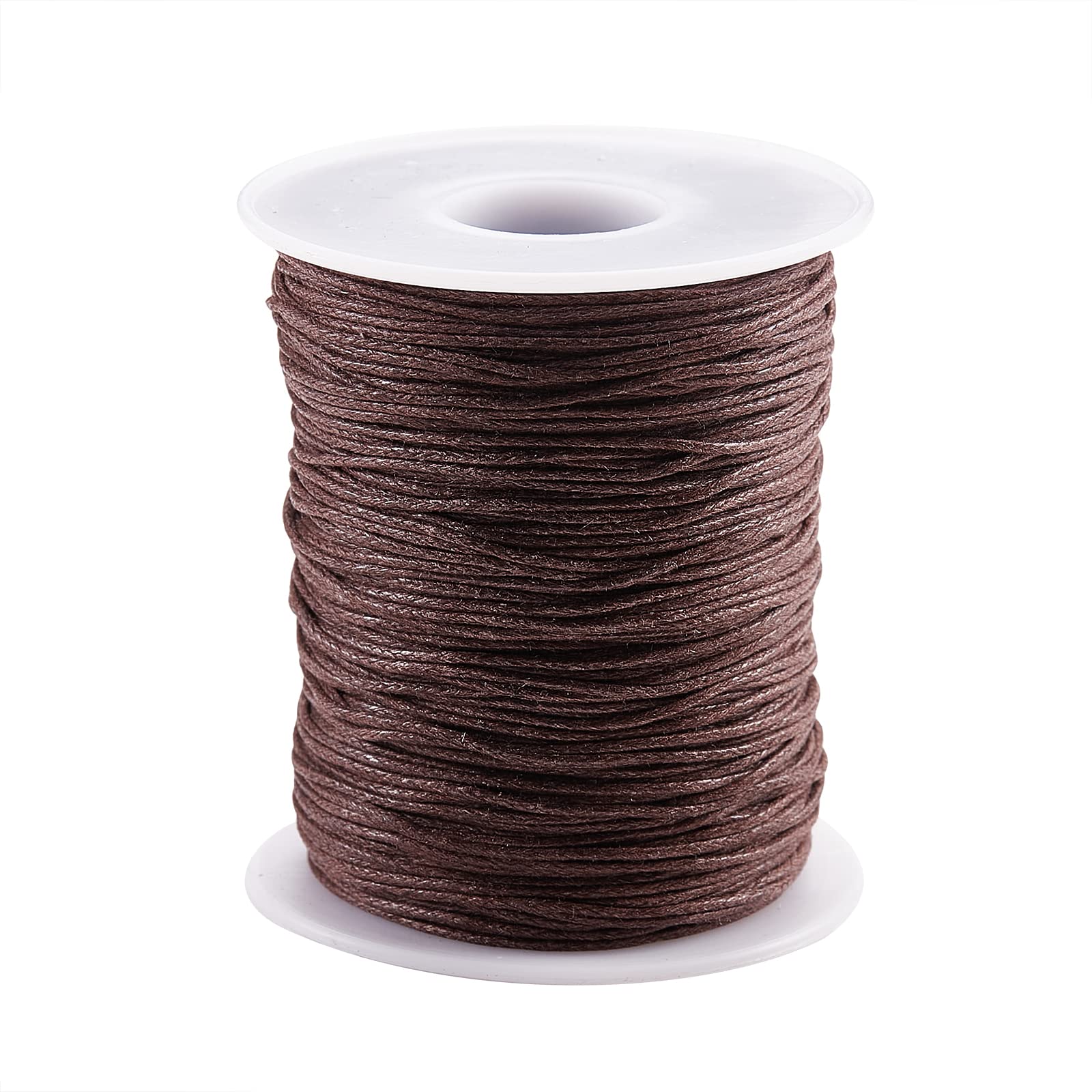 UR URLIFEHALL 100 Yards Saddle Brown 1mm Waxed Cotton Cord Macrame Waxed Beading Thread String for Jewellery Making Leather Craft DIY — image 1