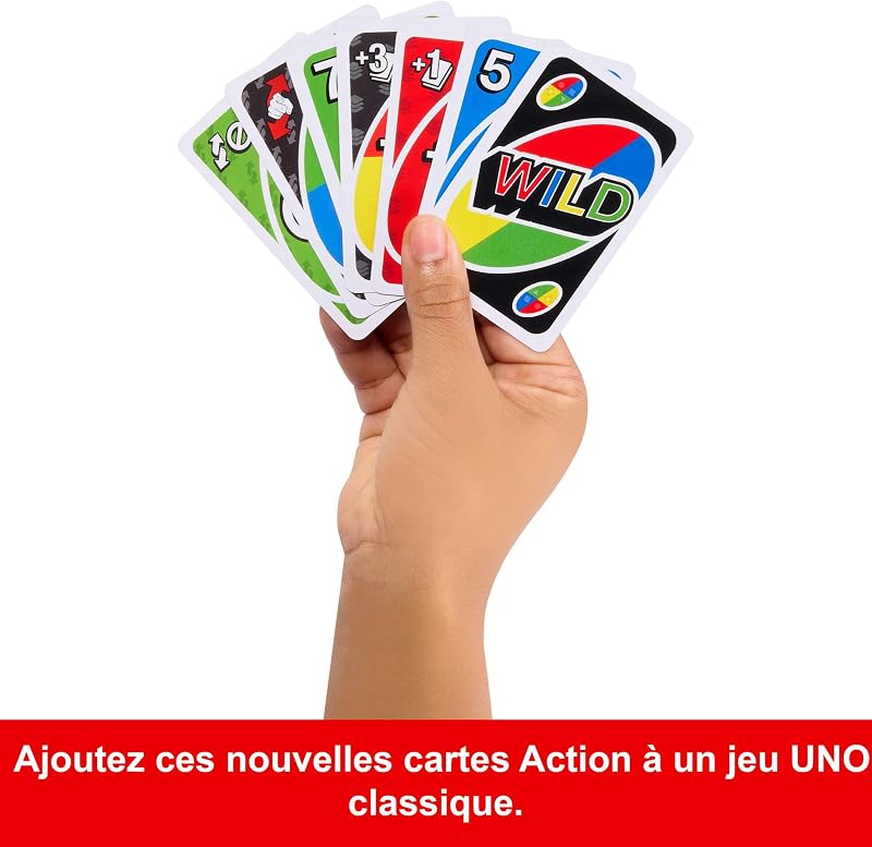 UNO Jeu de Cartes avec 2 Packs additionnels et boîte