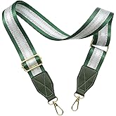 Adjustable Purse Strap with Green Leather End - 1.5" Wide Handbags, Camera, Guitar, Phone & Crossbody Bag Replacement Shoulder Straps(Gold Hardware)
