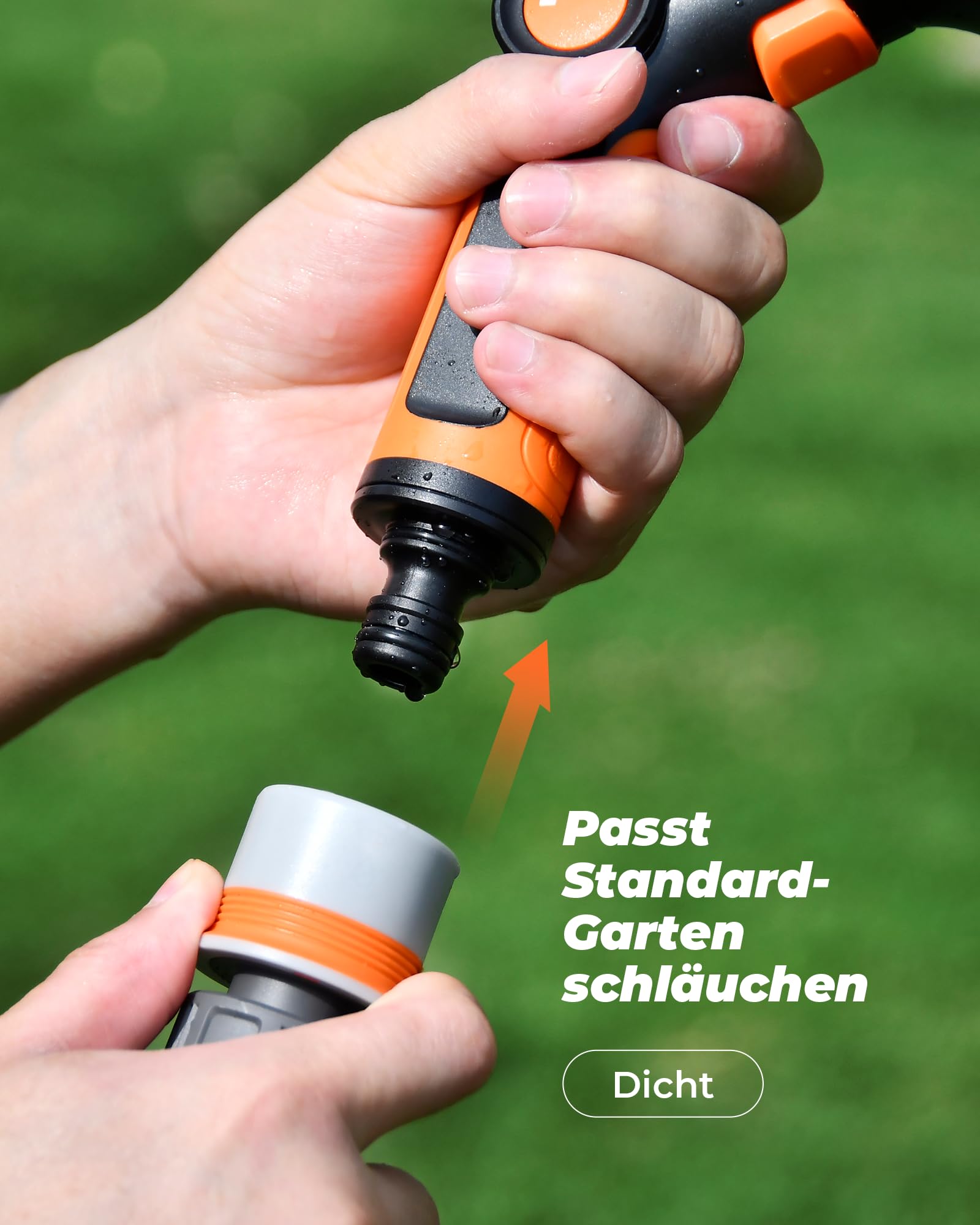 RAINPOINT Gartenbrause, Hochdruck Gartenschlauch Spritze mit 8 Bewässerungsmuster, Daumensteuerung, Schlauchdüse für Pflanzen Bewässerung, Rasenflächen, Autowaschen, Haustierdusche 9
