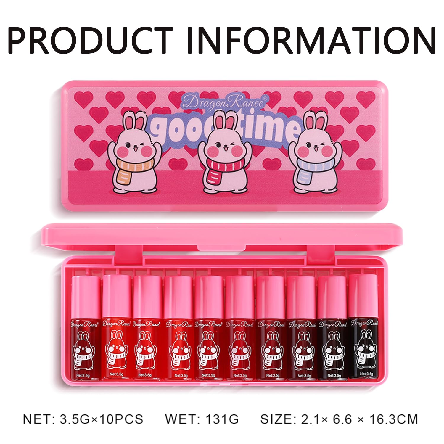 Eakroo 10 Colors Lip Tint Stain Set, Korean Lip Gloss Watery Lip Stain Moisturizing Mini Liquid Lipstick Set, Blush for Cheeks, Lipstick for Women, Non-Stick Cup, Long-Lasting, Vivid Color (Set B)