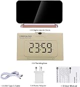 SZELAM 7.4 Inch Digital Alarm Clock Bedside Mirror RGB Night Light USB-C view 9