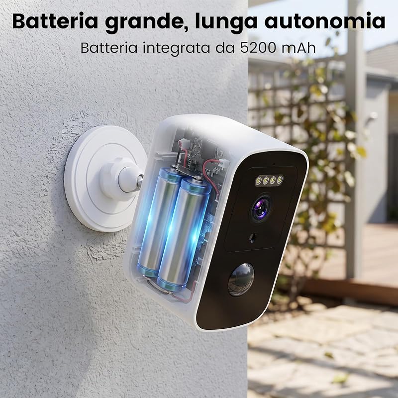 2K 3MP Telecamera WiFi Esterno Senza Fili-Archiviazione cloud gratuita,Montaggio magnetico Telecamera Wi-Fi Esterno Senza Fili 5GHz&2,4GHz WiFi,Rilevazione umana,Visione notturna a colori con IA, IP66