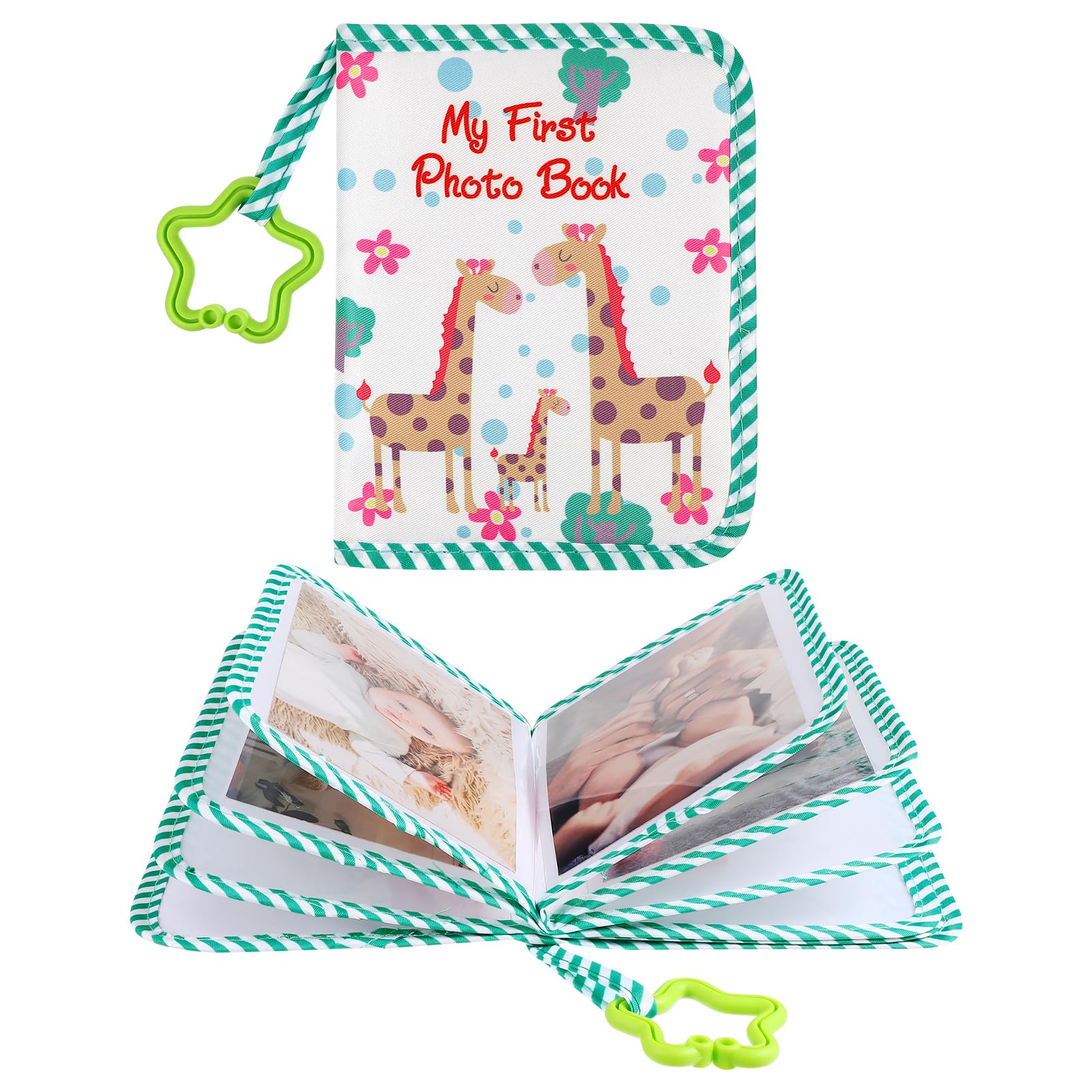 Gadpiparty Soft Photo Album For Babies, My First Photo Book, 17 Pictures Green for Family Newborns Toddler Baby Shower to Record Your Child's Growth