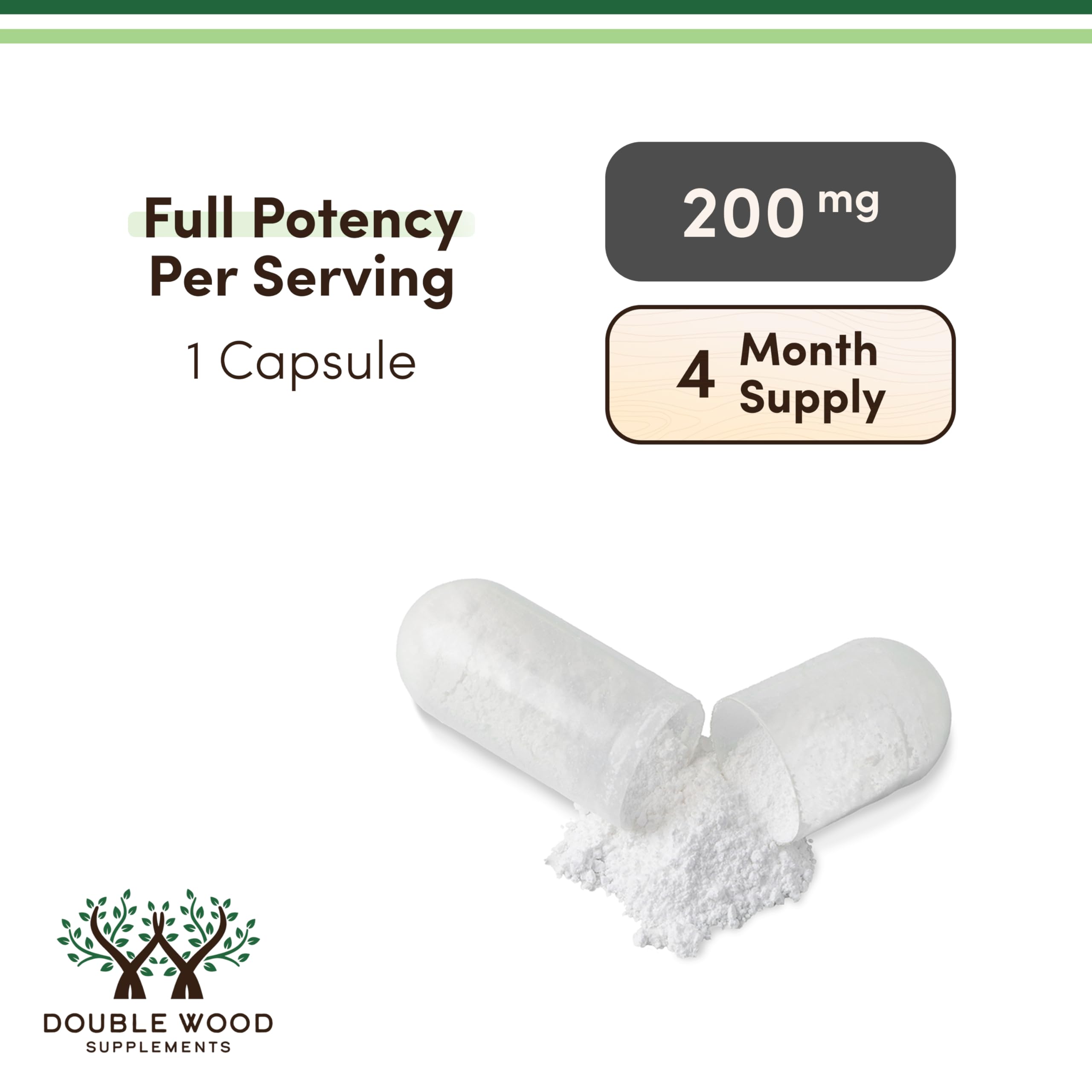 L-Theanine 200mg Double Strength - Supports Health Sleep Response and Relaxation - 120 Capsules (Third Party Tested, Gluten Free, Vegan) by Double Wood