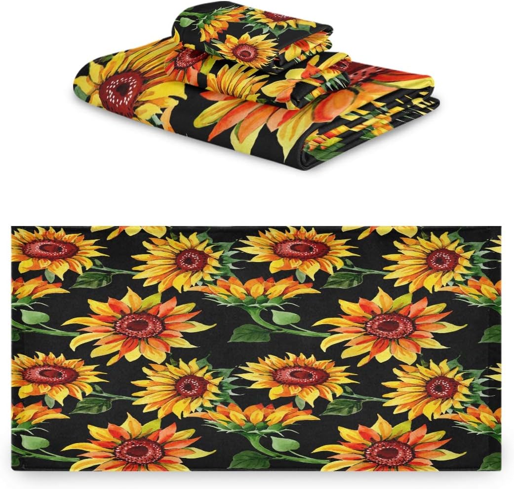 STAYTOP Sunflower Towel Set Vintage Sunflower Flowers