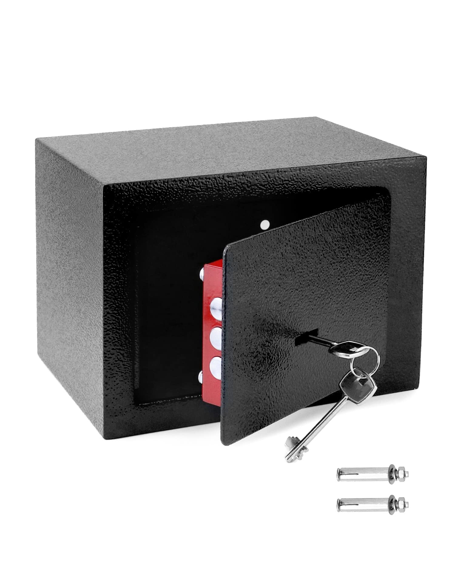 QWORK® Mini Home Safe Box 3 Key Locking - 23x17x17cm - High Security Steel Construction Fire Retardant Furniture Safe for Cash Jewelry Phone Valuables