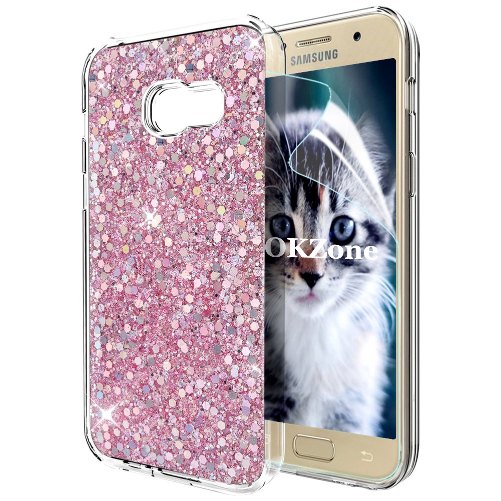 OKZone Compatible Galaxy A5 2017 Case, Bling Glitter Sparkle Design Slim Fit Soft Gel TPU Silicone Skin Cover Anti-scratch Protective Shining Fashion Style Case for Samsung Galaxy A5 2017 (Pink) — image 1