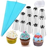 12PCS Large Piping Tips Set, Stainless Steel frosting tips with Reusable Pastry Bag, Cake Decorating Tips Set for DIY Pastry 
