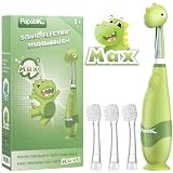 Papablic Toddler Sonic Electric Toothbrush Kids for Ages 1-3 Years, Baby Electric Toothbrush with Cute Dino Cover and Smart LED Timer, 4 Brush Heads (Max)