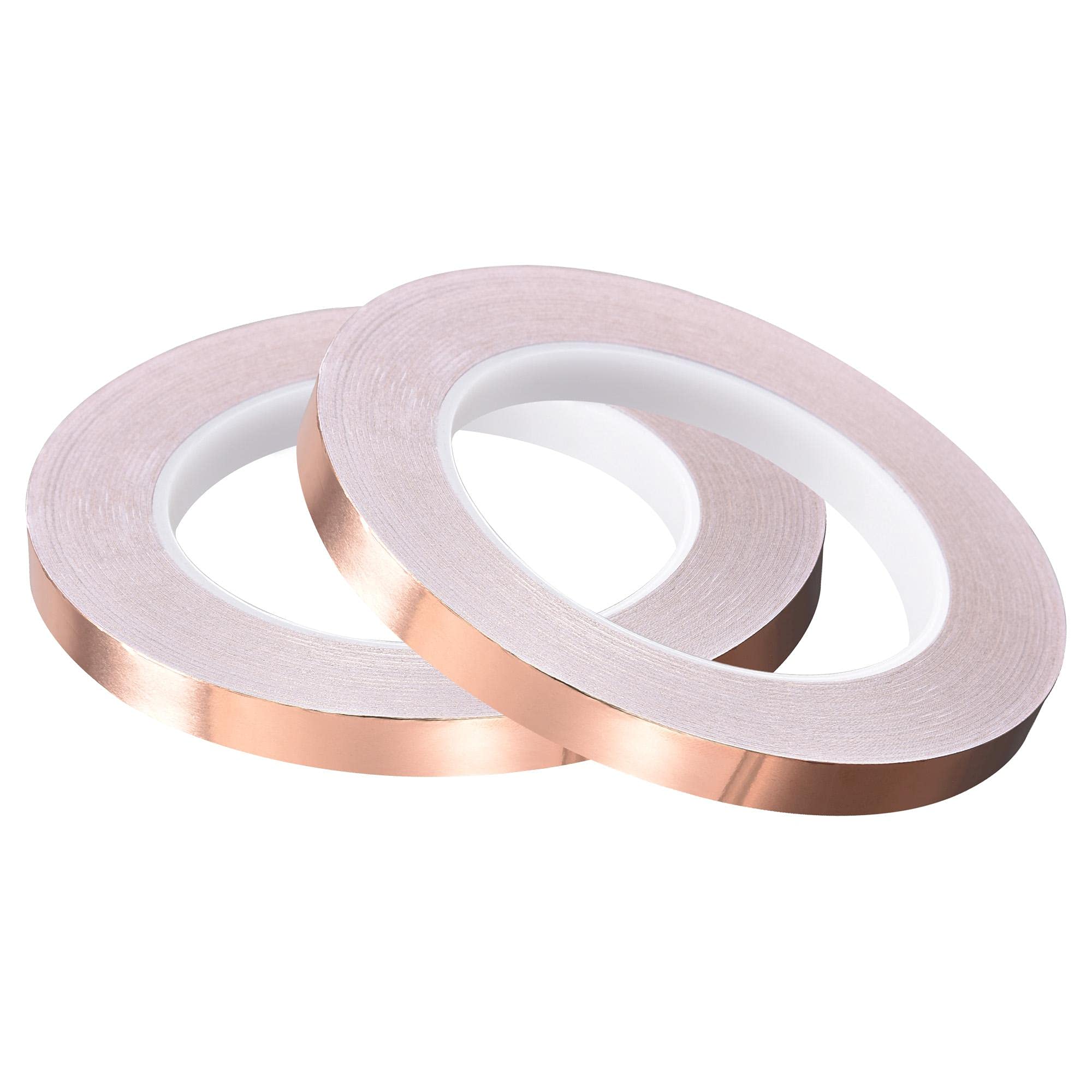 sourcing map Single-Sided Conductive Tape Copper Foil Tape Adhesive 10mm x 30m/98.4ft for Guitar,EMI Shielding Crafts, Electrical Repairs 2pcs