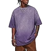 Vamtac Heavyweight T Shirts for Men Oversized Gradient Tshirt Wash Crewneck Short Sleeves Plain T Shirts Summer Cotton Tops