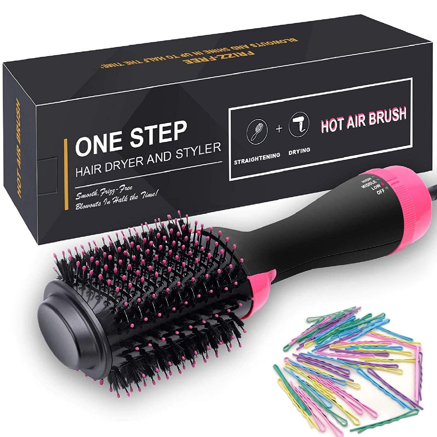 Blow Dryer Brush for Hair Styling, Hair Dryer Brush, Dry, Straighten & Curl One Step Hair Dryers with Negative Ion for Reducing Frizz and Static