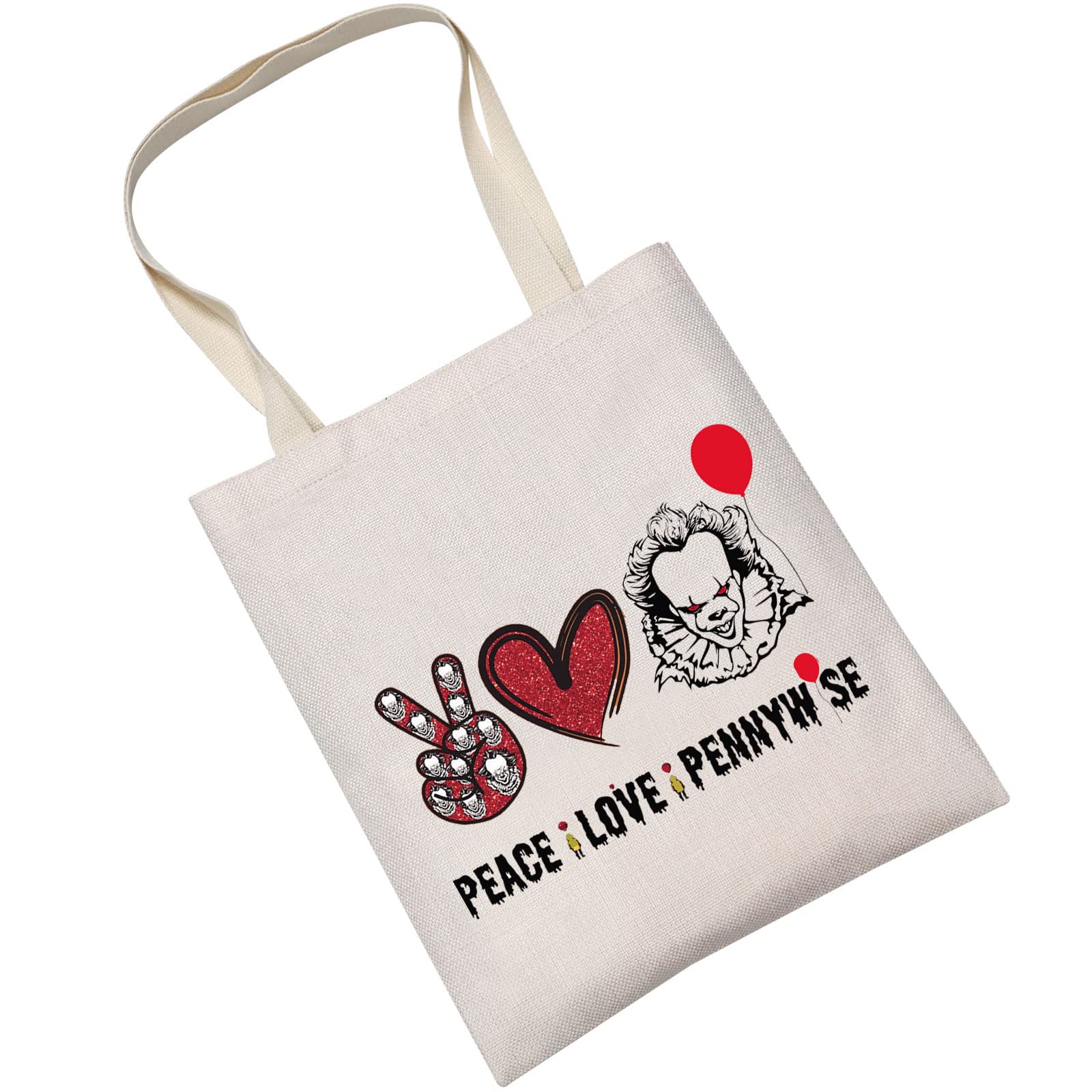 LEVLO Clowns Cosmetic Make Up Bag Movie Fans Gift Peace Love Clowns Makeup Zipper Pouch Bag Horror Movie Gift, Peace Penny Tote, L, Cosmetic Bag