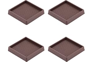 VOCOMO 3X3 Rubber Caster Cups, Non Slip Furniture Pads, Anti-Slip Furniture Gripper, Anti Skid Furnitures Feet, Anti Slide Floor Protector for Bed Couch Stoppers (Brown, 4 Pack)
