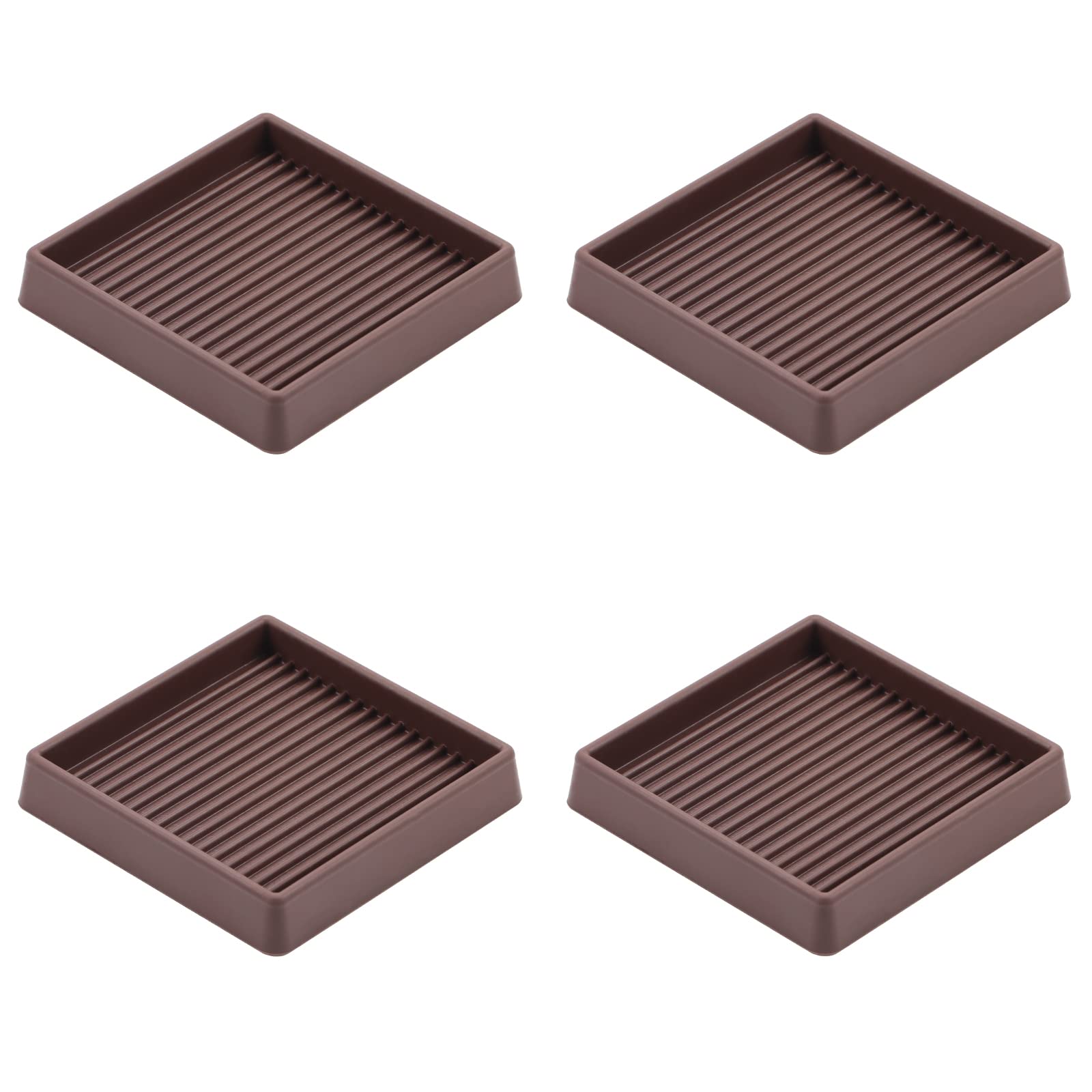 Photo 1 of VOCOMO 3X3 Rubber Caster Cups, Non Slip Furniture Pads, Anti-Slip Furniture Gripper, Anti Skid Furnitures Feet, Anti Slide Floor Protector for Bed Couch Stoppers (Brown, 4 Pack)