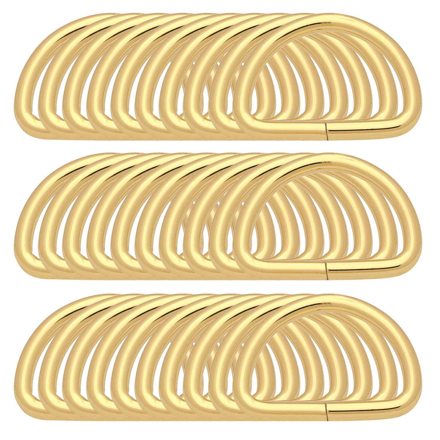 BIKICOCO Metal D-Rings Buckle, 1-1/4 Inch Non-Welded for Webbing Sewing DIY - Gold - Pack of 30